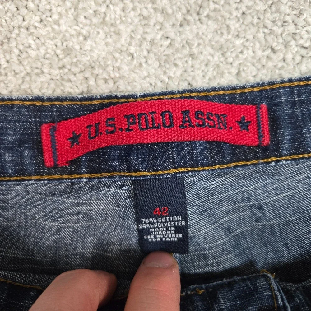 U.S. POLO Assn jean shorts‎ mens 42 Vintage Y2K Jorts Dark Blue Baggy EUC